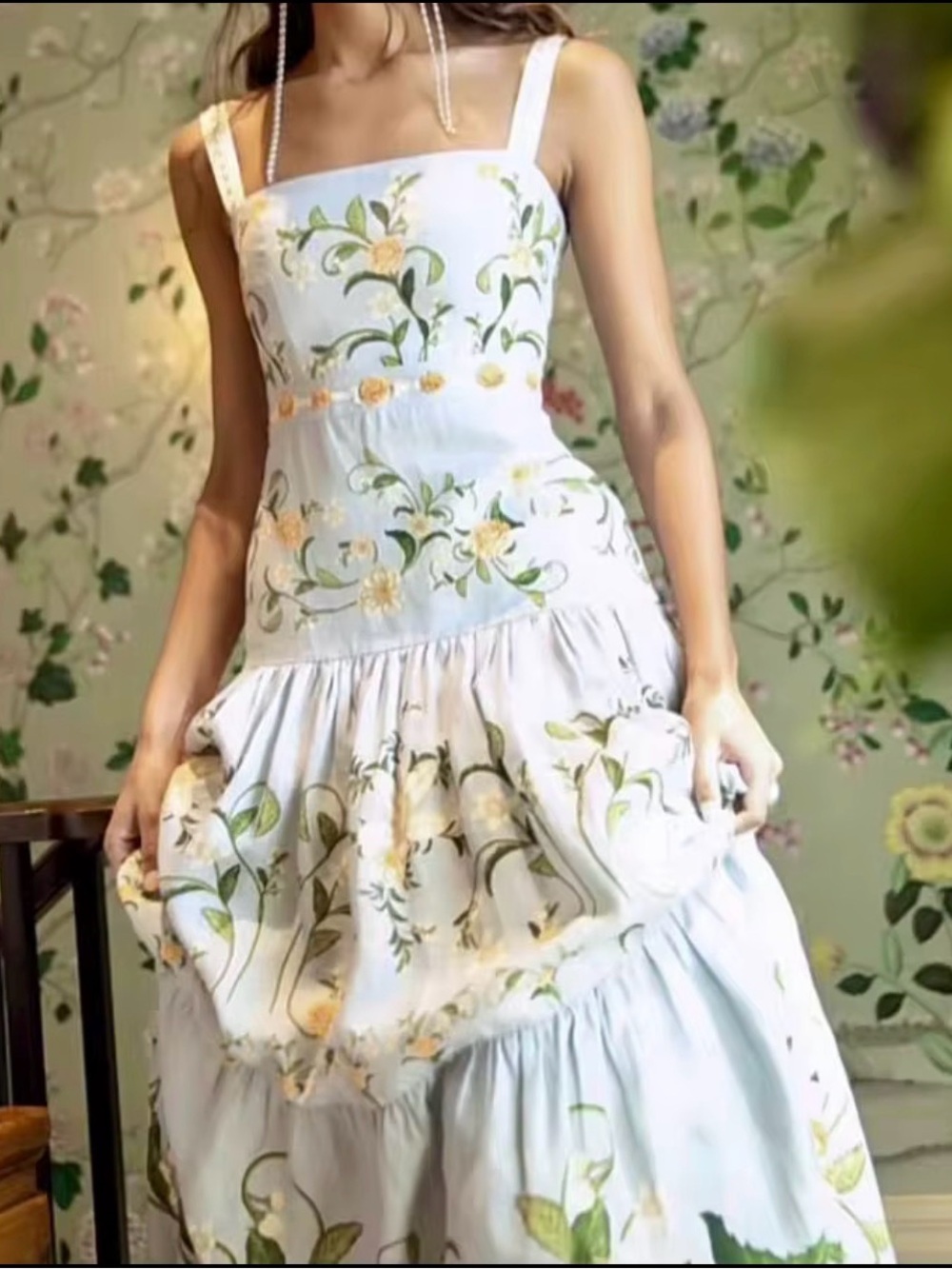 Light Blue Floral Embroidered Maxi Dress - Picture 2 of 16
